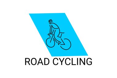 Yol bisikleti sporu vektör çizgisi simgesi. Road Cycling 'in motorlu sporcusu. İmzala. spor resimleme
