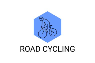 Yol bisikleti sporu vektör çizgisi simgesi. Road Cycling 'in motorlu sporcusu. İmzala. spor resimleme
