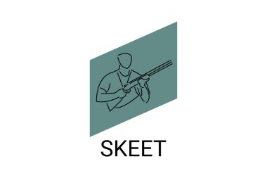 skeet sport vector line icon. an athlete posing for a shot. sport pictogram, vector illustration.