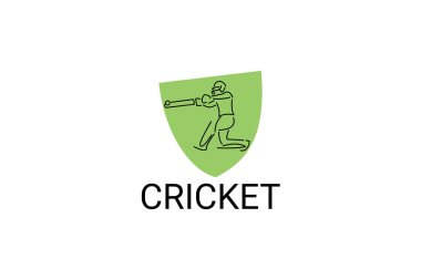 Kriket sporu vektör çizgisi simgesi. Beyzbol oynayan bir atlet. spor pictogram, vektör illüstrasyonu.