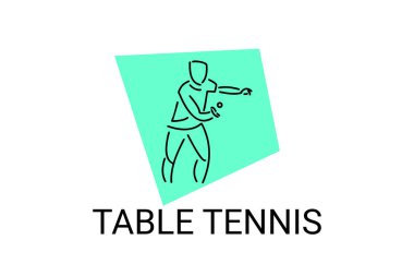 masa tenisi sporu vektör çizgisi simgesi. Masa tenisi oynamak. spor pictogram, vektör illüstrasyonu.