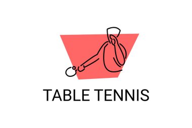 masa tenisi sporu vektör çizgisi simgesi. Masa tenisi oynamak. spor pictogram, vektör illüstrasyonu.