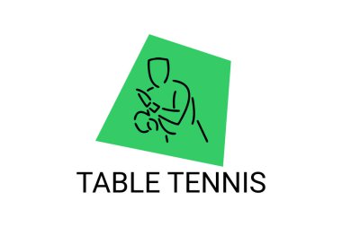 masa tenisi sporu vektör çizgisi simgesi. Masa tenisi oynamak. spor pictogram, vektör illüstrasyonu.