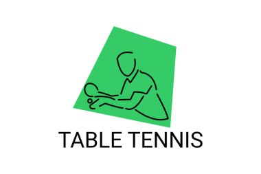 masa tenisi sporu vektör çizgisi simgesi. Masa tenisi oynamak. spor pictogram, vektör illüstrasyonu.