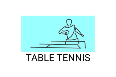 masa tenisi sporu vektör çizgisi simgesi. Masa tenisi oynamak. spor pictogram, vektör illüstrasyonu.