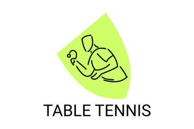masa tenisi sporu vektör çizgisi simgesi. Masa tenisi oynamak. spor pictogram, vektör illüstrasyonu.