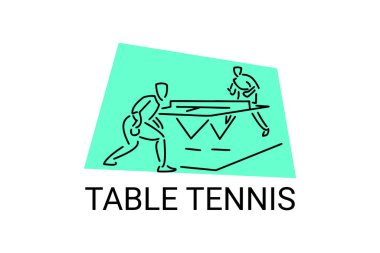 masa tenisi sporu vektör çizgisi simgesi. Masa tenisi oynamak. spor pictogram, vektör illüstrasyonu.