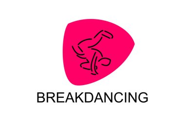 Break dans vektör çizgisi simgesi. Dans, break dans duruşu. spor dansı resimli çizim.
