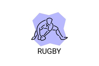 Rugby spor vektörü basit bir simge. Ragbi oynuyorum. spor pictogram, vektör illüstrasyonu.