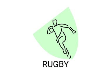 Rugby spor vektörü basit bir simge. Ragbi oynuyorum. spor pictogram, vektör illüstrasyonu.