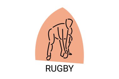 Rugby spor vektörü basit bir simge. Ragbi oynuyorum. spor pictogram, vektör illüstrasyonu.