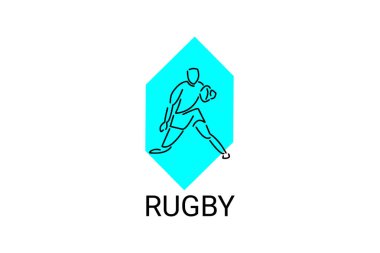 Rugby spor vektörü basit bir simge. Ragbi oynuyorum. spor pictogram, vektör illüstrasyonu.