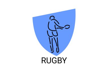 Rugby spor vektörü basit bir simge. Ragbi oynuyorum. spor pictogram, vektör illüstrasyonu.