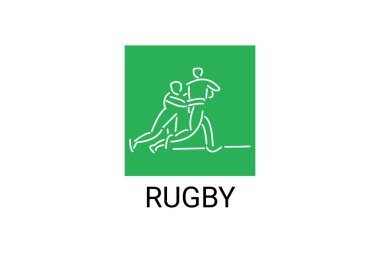 Rugby spor vektörü basit bir simge. Ragbi oynuyorum. spor pictogram, vektör illüstrasyonu.