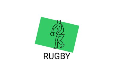 Rugby spor vektörü basit bir simge. Ragbi oynuyorum. spor pictogram, vektör illüstrasyonu.