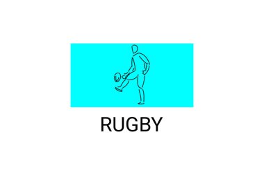 Rugby spor vektörü basit bir simge. Ragbi oynuyorum. spor pictogram, vektör illüstrasyonu.