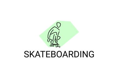 Kaykay vektör çizgisi simgesi. Kaykay oynuyordum. Ekstrem spor resimleme.