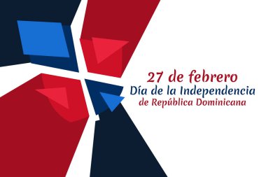 Çeviri: 27 Şubat, Dominik Cumhuriyeti Bağımsızlık Günü. Vektör çizimi. Tebrik kartı, poster ve afiş için uygun