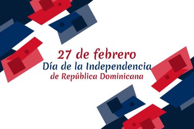 Çeviri: 27 Şubat, Dominik Cumhuriyeti Bağımsızlık Günü. Vektör çizimi. Tebrik kartı, poster ve afiş için uygun