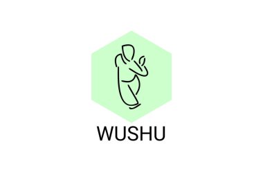 wushu sport vector line icon. sportman, fighting stance. sport pictogram illustration.