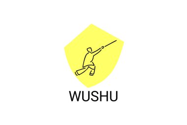 wushu sport vector line icon. sportman, fighting stance. sport pictogram illustration.