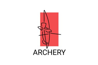 Okçuluk sporu vektör çizgisi simgesi. Sporcu, ekipman tabelası. spor resimleme.