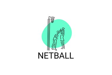 Netball spor vektör çizgisi simgesi. Netball oynayan bir kız. spor pictogram, vektör illüstrasyonu.