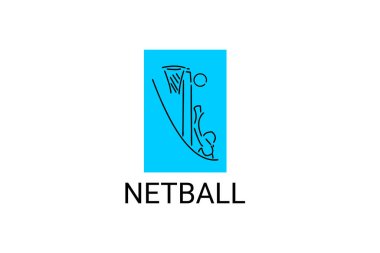 Netball spor vektör çizgisi simgesi. Netball oynayan bir kız. spor pictogram, vektör illüstrasyonu.