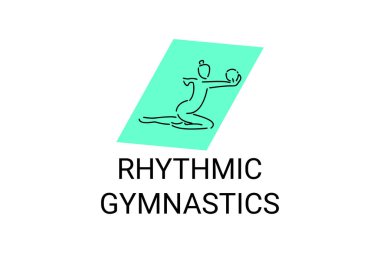 Ritmik jimnastik spor vektör çizgisi ikonu. Jimnastik yap. spor pictogram, vektör illüstrasyonu.
