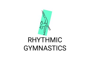 Ritmik jimnastik spor vektör çizgisi ikonu. Jimnastik yap. spor pictogram, vektör illüstrasyonu.
