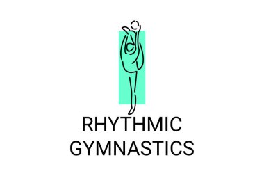 Ritmik jimnastik spor vektör çizgisi ikonu. Jimnastik yap. spor pictogram, vektör illüstrasyonu.