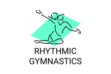 Ritmik jimnastik spor vektör çizgisi ikonu. Jimnastik yap. spor pictogram, vektör illüstrasyonu.