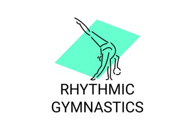 Ritmik jimnastik spor vektör çizgisi ikonu. Jimnastik yap. spor pictogram, vektör illüstrasyonu.