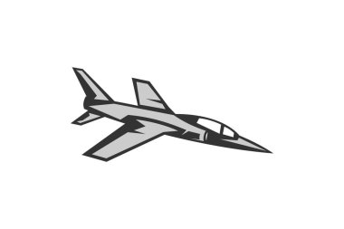 Amerikan soğuk savaş uçağı vektör çizimi. Basit uçak logosu, askeri ekipman.