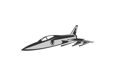 Amerikan soğuk savaş uçağı vektör çizimi. Basit uçak logosu, askeri ekipman.