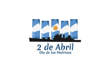 Çeviri: 2 Nisan, Malvinas Günü. Vektör çizimi. Tebrik kartı, poster ve afiş için uygun.