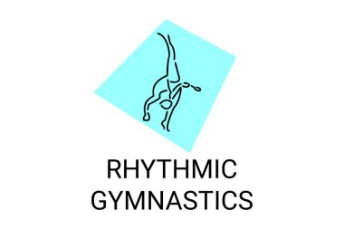 Ritmik jimnastik spor vektör çizgisi ikonu. Jimnastik yap. spor pictogram, vektör illüstrasyonu.