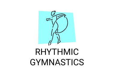 Ritmik jimnastik spor vektör çizgisi ikonu. Jimnastik yap. spor pictogram, vektör illüstrasyonu.