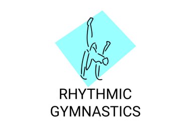 Ritmik jimnastik spor vektör çizgisi ikonu. Jimnastik yap. spor pictogram, vektör illüstrasyonu.