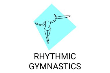 Ritmik jimnastik spor vektör çizgisi ikonu. Jimnastik yap. spor pictogram, vektör illüstrasyonu.