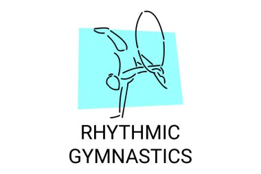 Ritmik jimnastik spor vektör çizgisi ikonu. Jimnastik yap. spor pictogram, vektör illüstrasyonu.