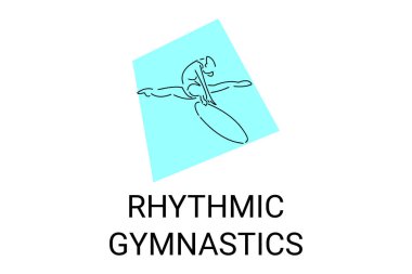 Ritmik jimnastik spor vektör çizgisi ikonu. Jimnastik yap. spor pictogram, vektör illüstrasyonu.