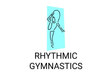 Ritmik jimnastik spor vektör çizgisi ikonu. Jimnastik yap. spor pictogram, vektör illüstrasyonu.
