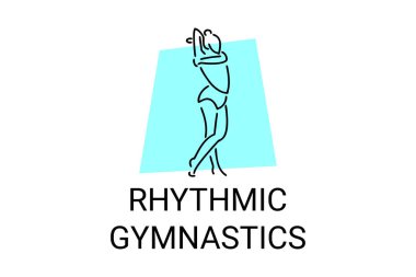 Ritmik jimnastik spor vektör çizgisi ikonu. Jimnastik yap. spor pictogram, vektör illüstrasyonu.