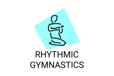Ritmik jimnastik spor vektör çizgisi ikonu. Jimnastik yap. spor pictogram, vektör illüstrasyonu.
