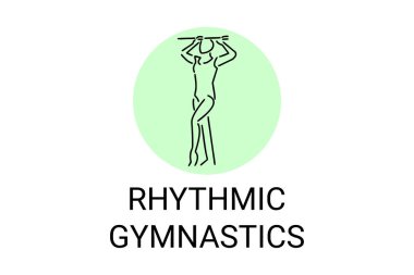 Ritmik jimnastik spor vektör çizgisi ikonu. Jimnastik yap. spor pictogram, vektör illüstrasyonu.