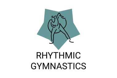 Ritmik jimnastik spor vektör çizgisi ikonu. Jimnastik yap. spor pictogram, vektör illüstrasyonu.