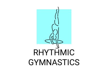 Ritmik jimnastik spor vektör çizgisi ikonu. Jimnastik yap. spor pictogram, vektör illüstrasyonu.