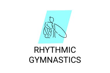 Ritmik jimnastik spor vektör çizgisi ikonu. Jimnastik yap. spor pictogram, vektör illüstrasyonu.