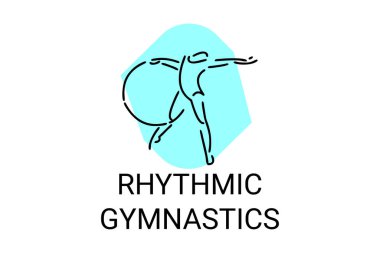 Ritmik jimnastik spor vektör çizgisi ikonu. Jimnastik yap. spor pictogram, vektör illüstrasyonu.